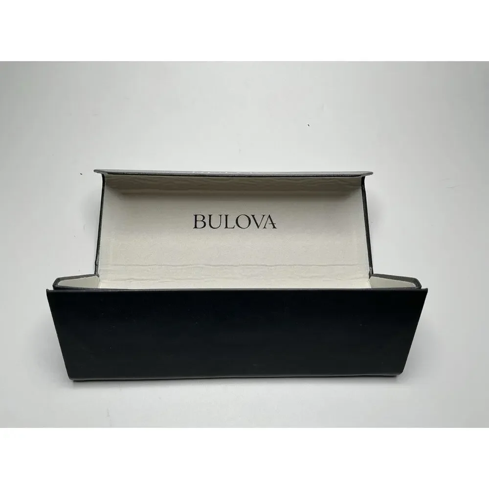 BULOVA Eyeglass/Sunglass Leather Magnetic Hard Case, Charcoal‎ Gray- Empty